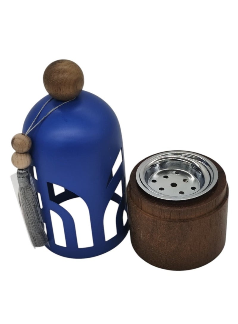 Akdc Incense Burner With Wooden Base And Metal Cover 22Cm*8Cm*8Cm, Blue - Image 3